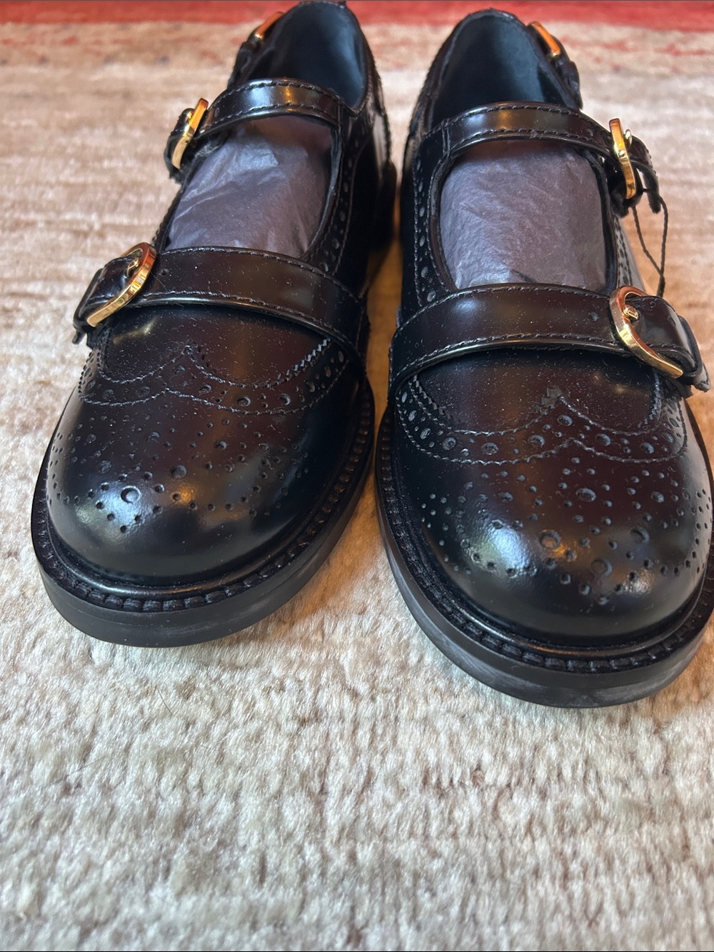 Sandro Multi-Buckle Mary Jane Loafers, Black, Wing Tip, Size 37FR, 7US MSRP $520 - Picture 6 of 11